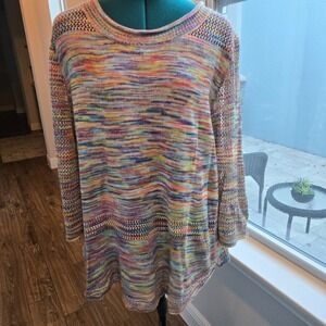 John Paul Richard Womens Sweater Size XXL Open Knit Multicolored Boho